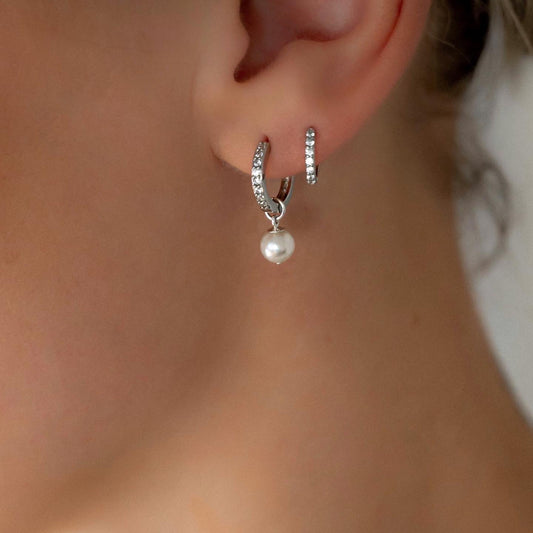 Lumière Silver Diamond Crystal Hoops