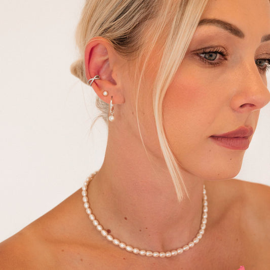 Aura Pearl Hoop Earrings