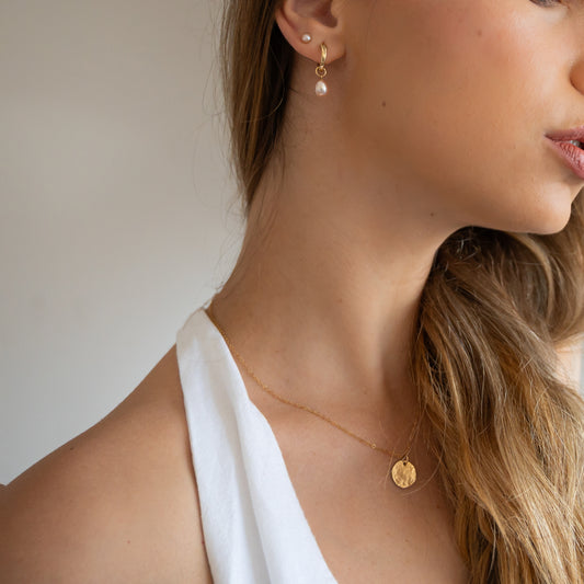 Sunset Pearl Hoop Earrings