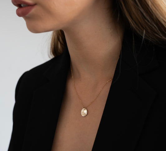 Soleil Textured Gold Disc Pendant Necklace