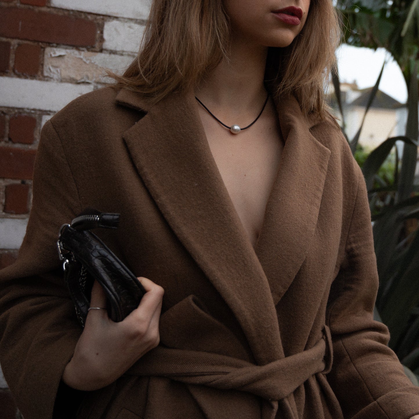 Baroque Pearl Leather Necklace