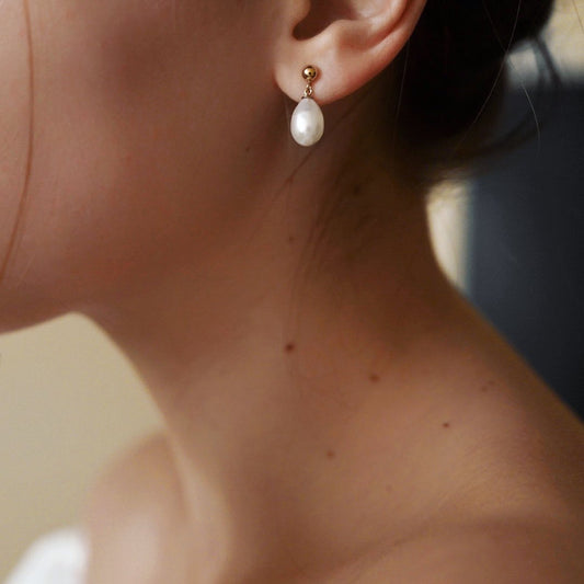 Diana Gold Drop Pearl Earrings