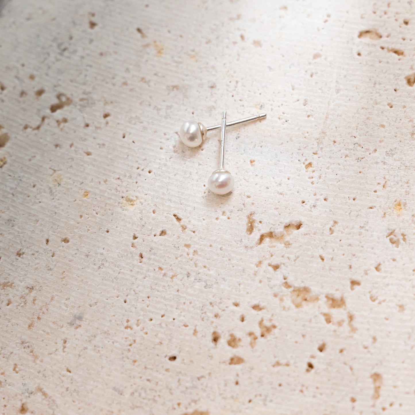 Petite White Pearl Studs