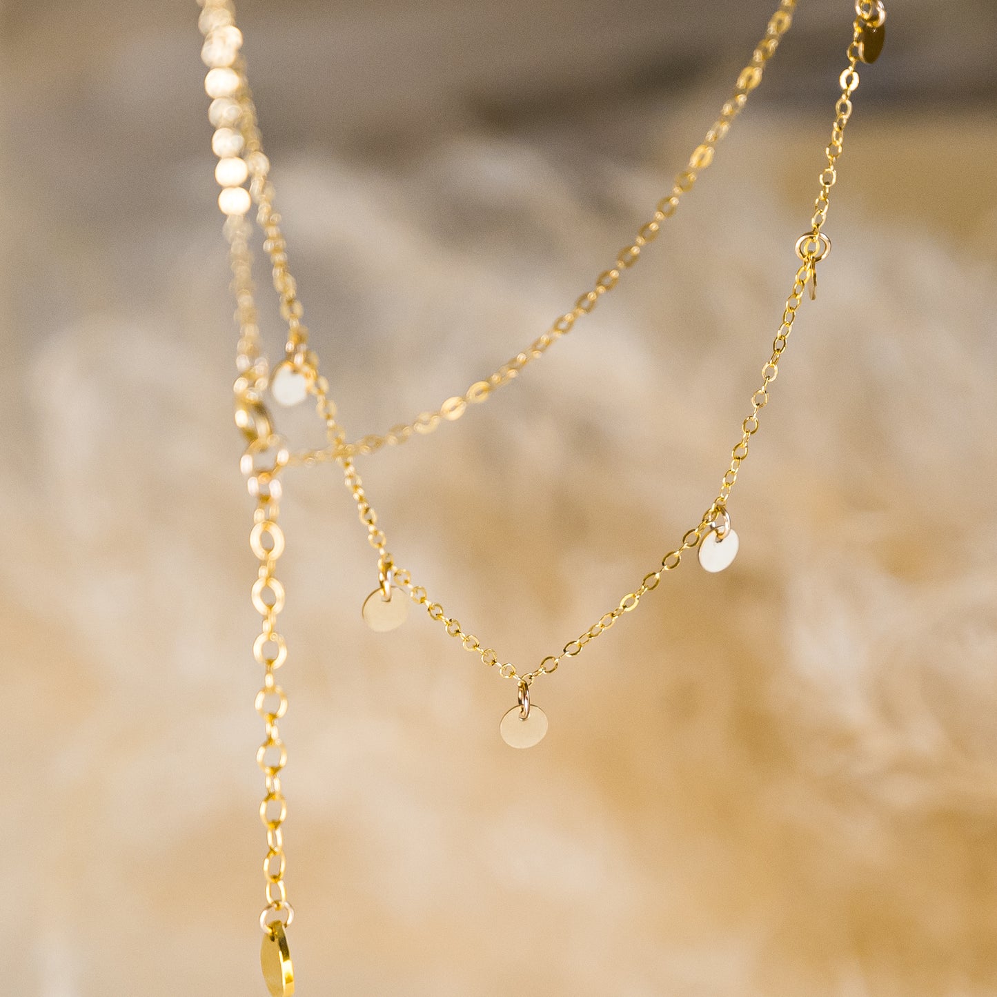 gold charm disc necklace