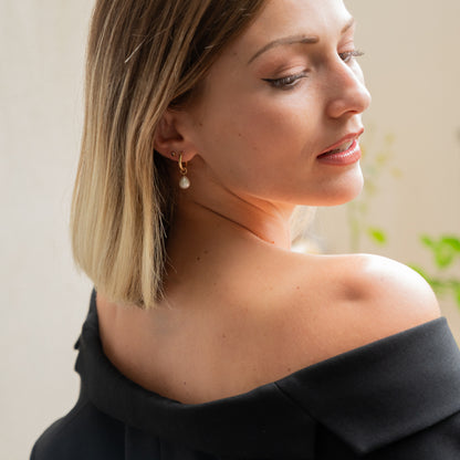 Lissa Gold Hoop Pearl Earrings