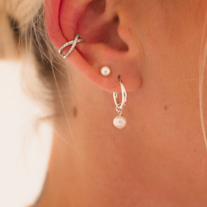 Aura Pearl Hoop Earrings