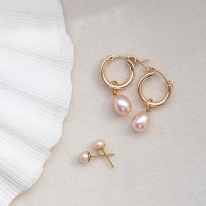 Sunset Petite Pearl Studs