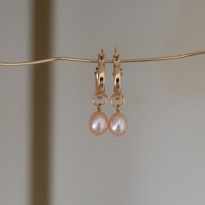 Sunset Pearl Hoop Earrings