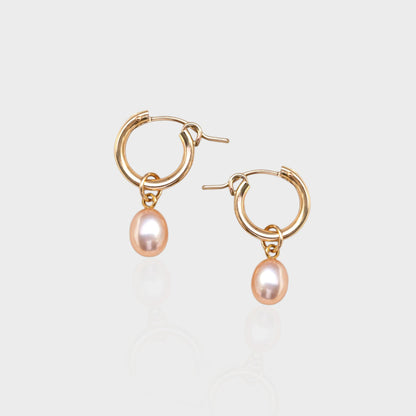 Sunset Pearl Hoop Earrings