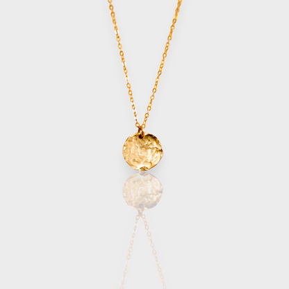 Soleil Textured Gold Disc Pendant Necklace