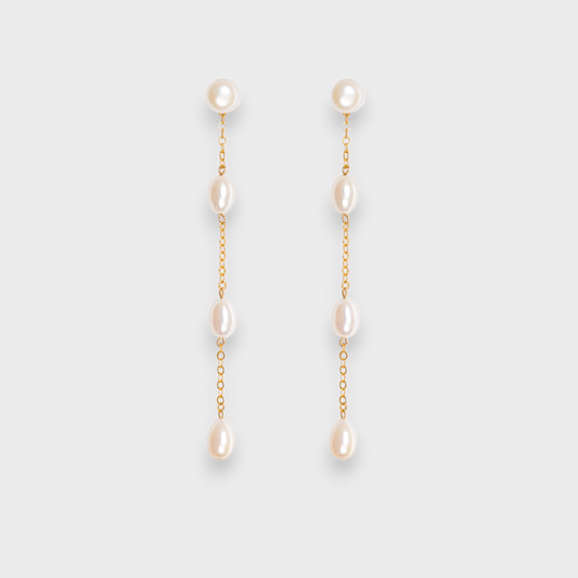 EVELINE Long Pearl Drop Earrings