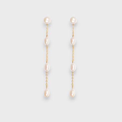 Eveline Long Pearl Drop Earrings