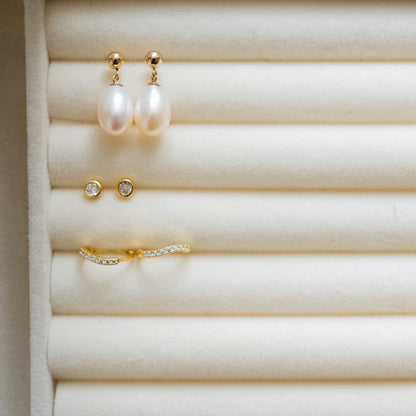Diana Gold Drop Pearl Earrings