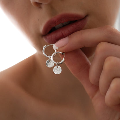 sterling silver mini coin earrings
