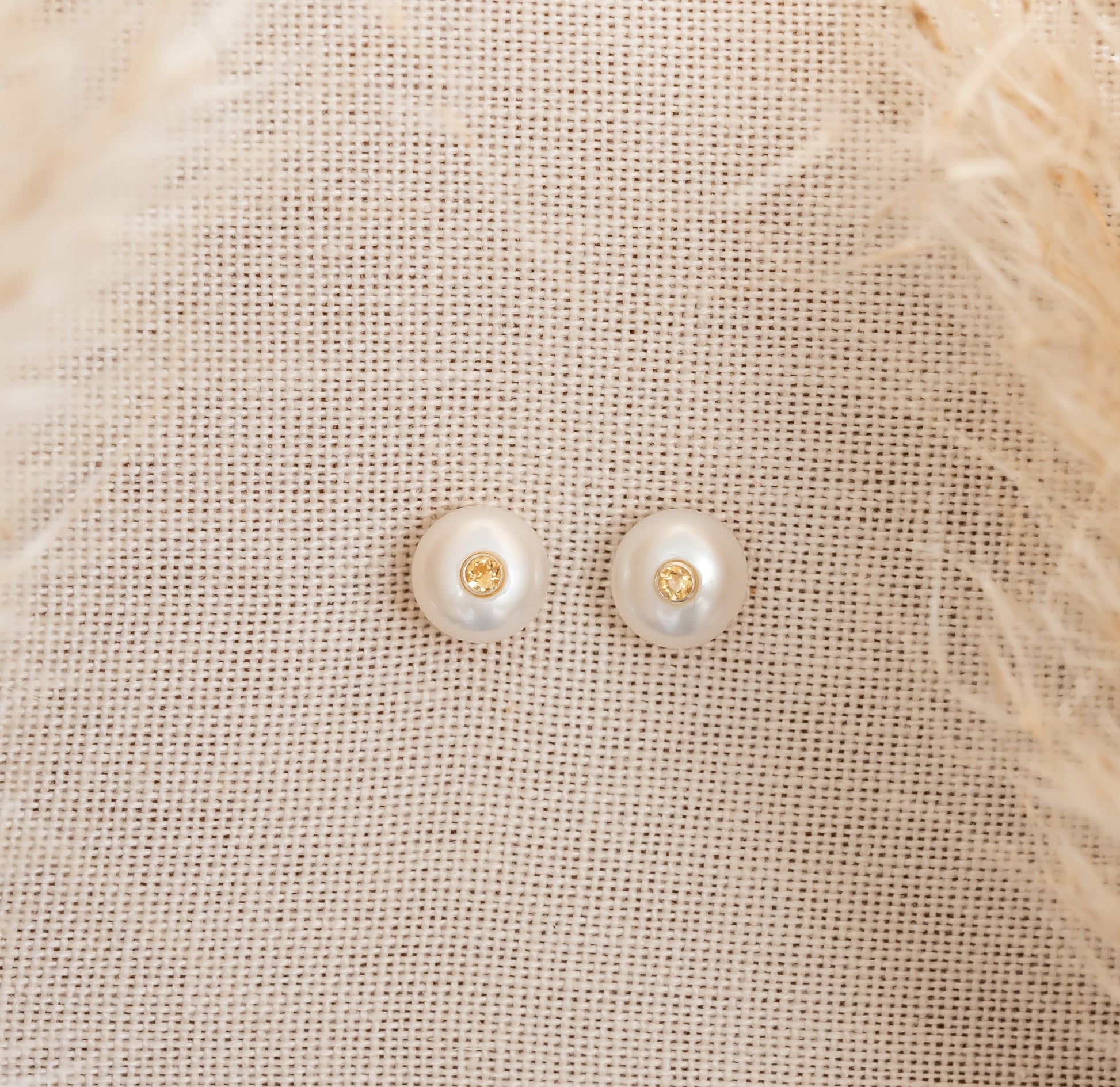 citrine pearl earrings