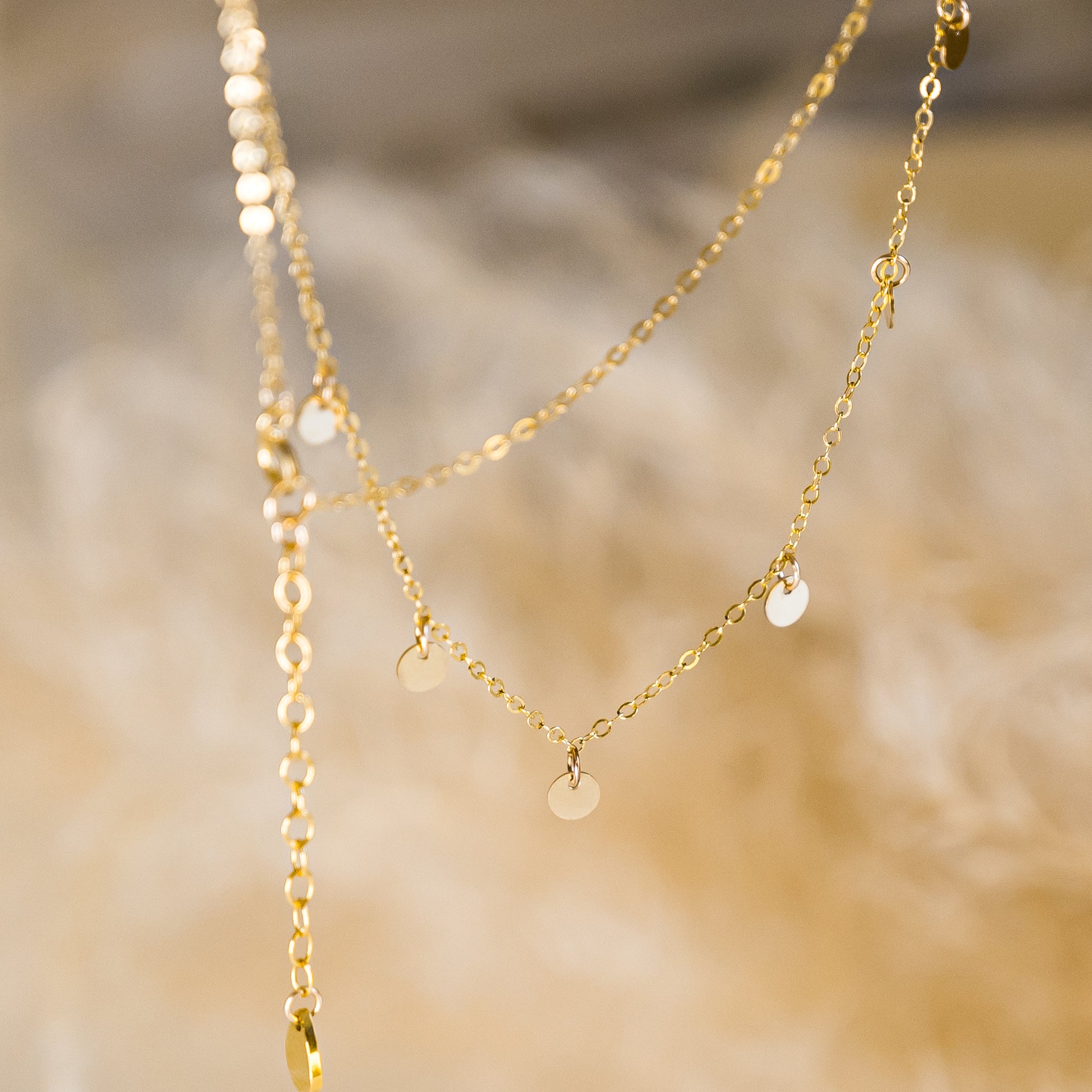 gold charm disc necklace